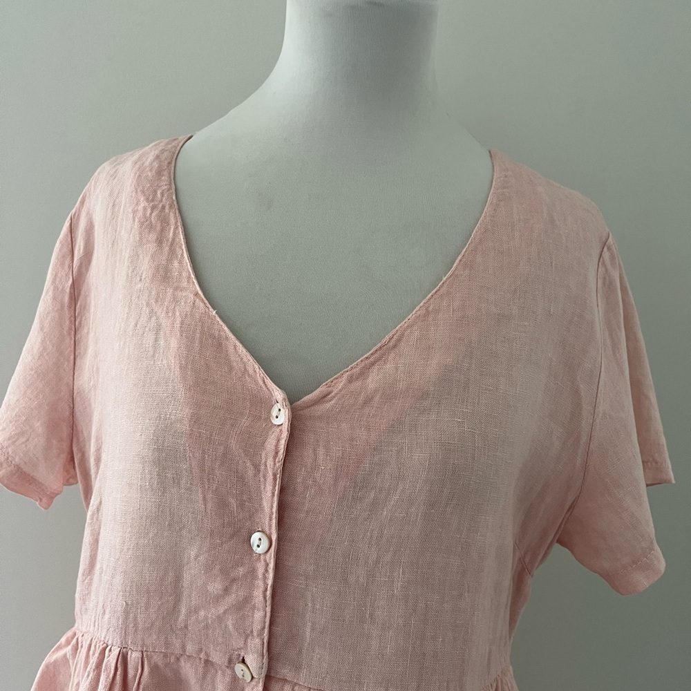 Jillian Harris x Priv Hamptons 100% Linen Blush Babydoll Dress L - Picture 7 of 10